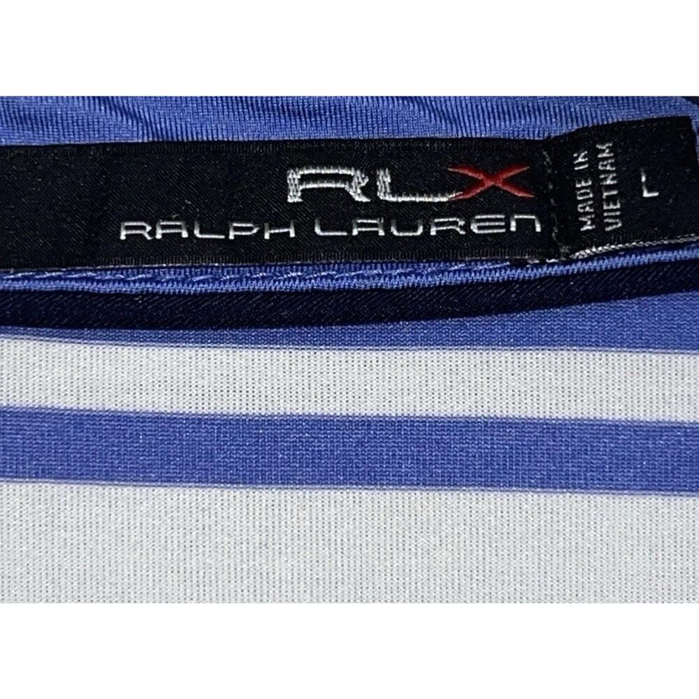 RLX Ralph Lauren Mens L Golf Performance Stretch Purple Blue Striped RLX Logo